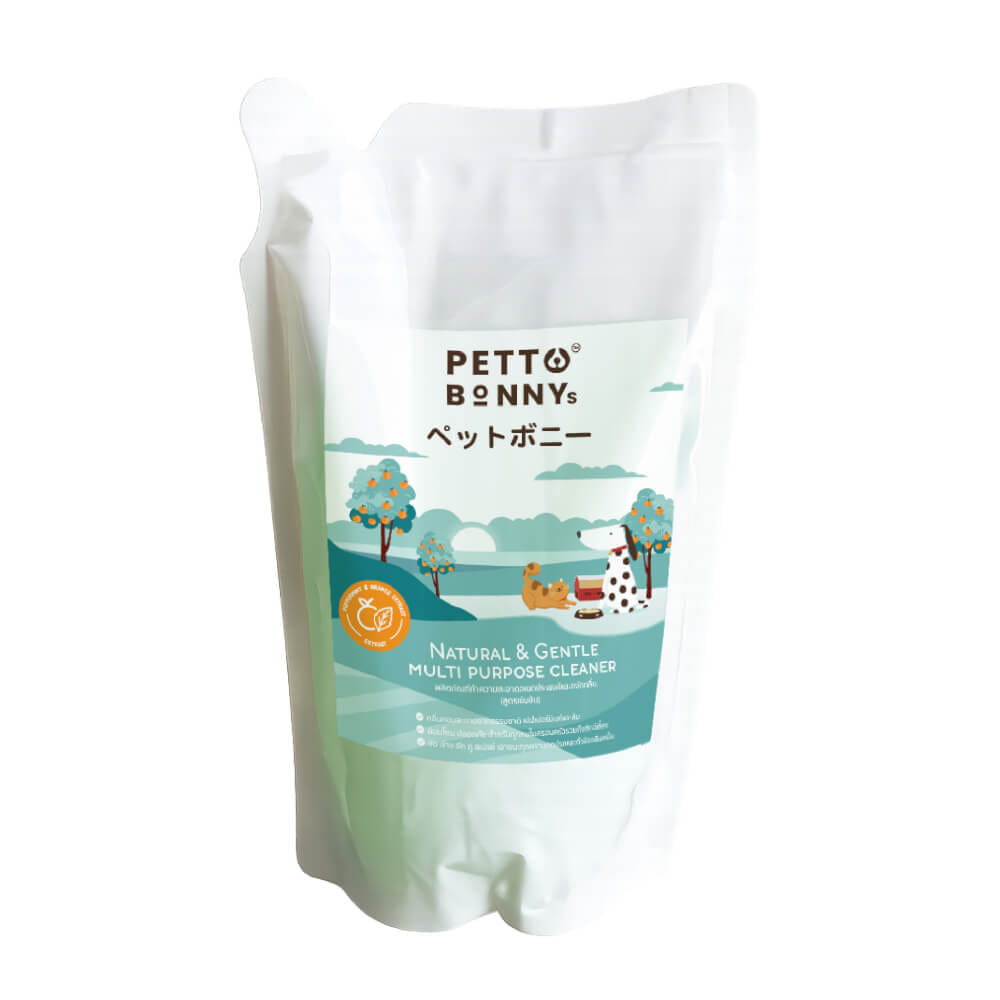 น้ำยาทำความสะอาดอเนกประสงค์ PETTO BONNYS สูตรเข้มข้น กลิ่นเปปเปอร์มินต์และส้ม 600 มล. ชนิดถุงเติม